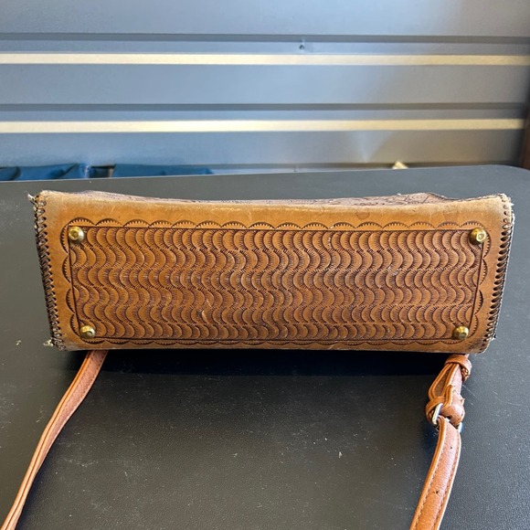 Vintage 1960's-70's Leather Tooled Purse - Western Cowgirl Purse Vintage VTG - Picture 3 of 14